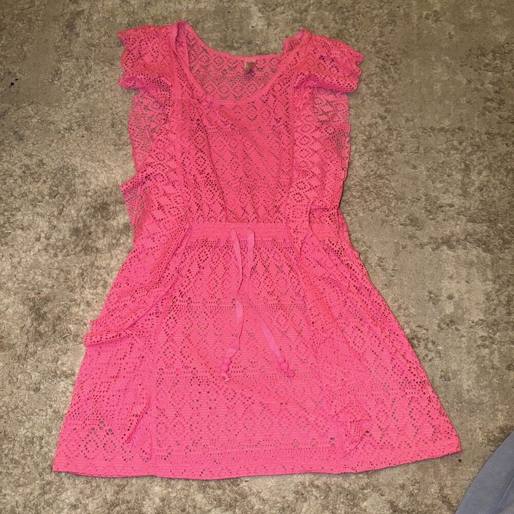 Justice Girls Pink Lace Swimsuit Cover-Up (Pull Over) Size 14